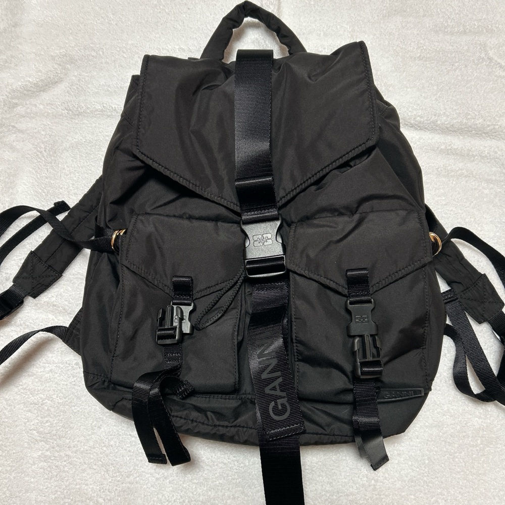 GANNI Black Tech Backpack